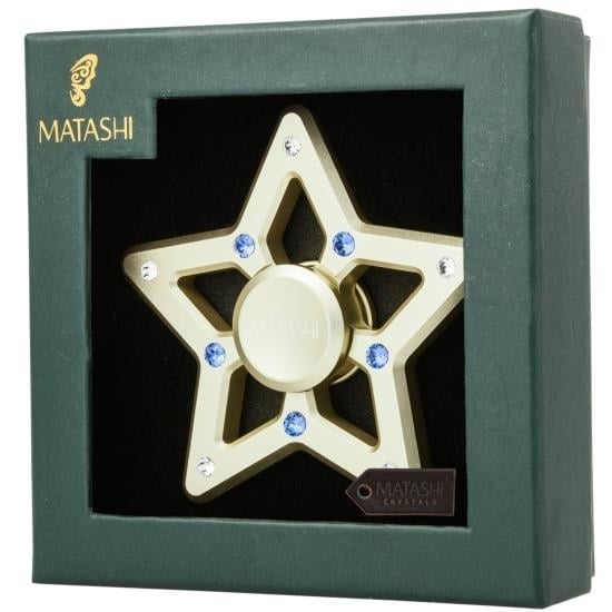 (Qty 2) Matashi 24K Gold Plated Hanging Christmas Tree Star Ornament w/ Matashi Crystals, Christmas Decorations for Image 2