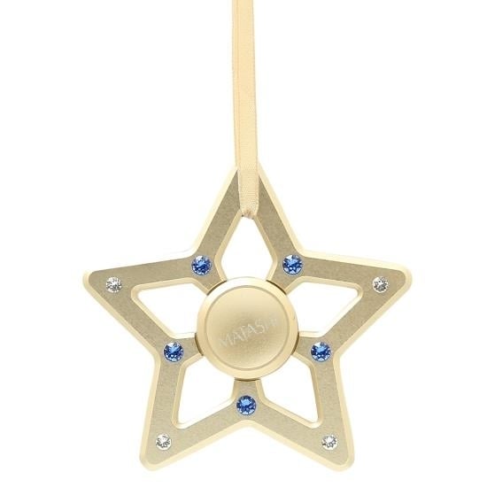 (Qty 2) Matashi 24K Gold Plated Hanging Christmas Tree Star Ornament w/ Matashi Crystals, Christmas Decorations for Image 4