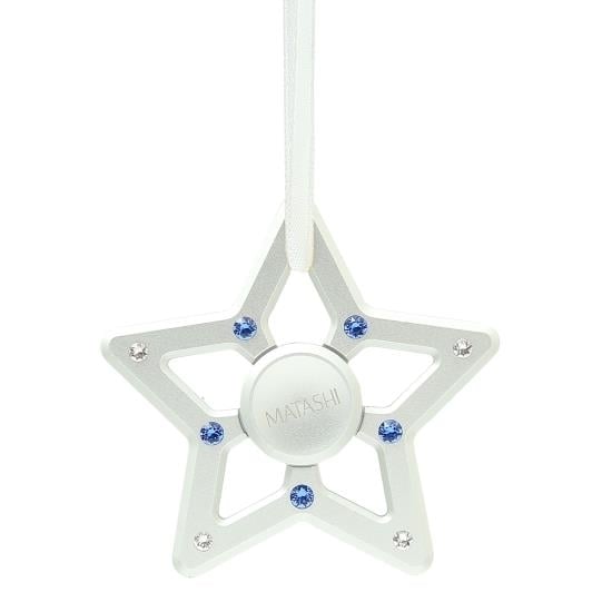 (Qty 2) Chrome Plated Hanging Christmas Tree Star Ornament w/ Matashi Crystals, Christmas Decorations for Holiday, Tree Image 4