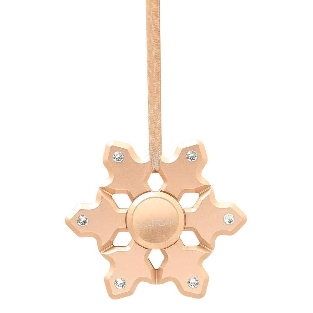 Rose Gold Hanging Christmas Tree Snowflake Ornament with Matashi Crystals, Christmas Decorations, Wedding Party Image 2