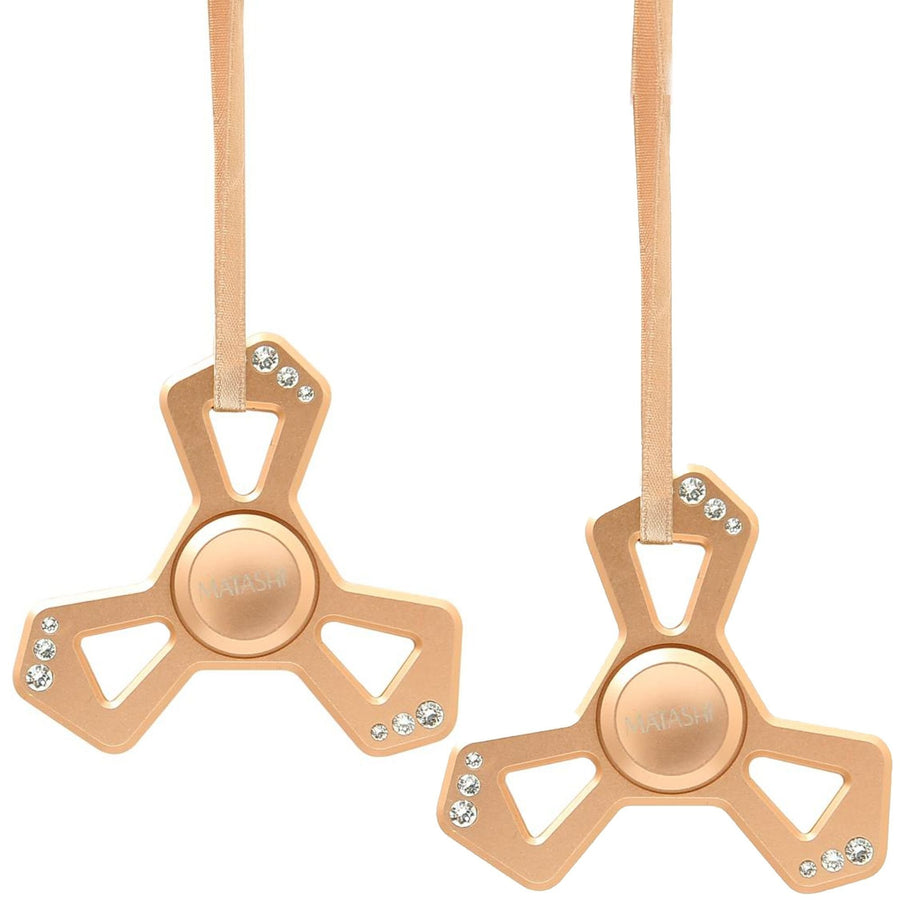 (Qty 2) Matashi Rose Gold Hanging Christmas Tree Triangle Ornament w/ Matashi Crystals, Christmas Decorations for Image 1