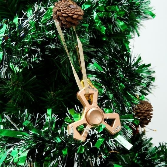 (Qty 2) Matashi Rose Gold Hanging Christmas Tree Triangle Ornament w/ Matashi Crystals, Christmas Decorations for Image 4