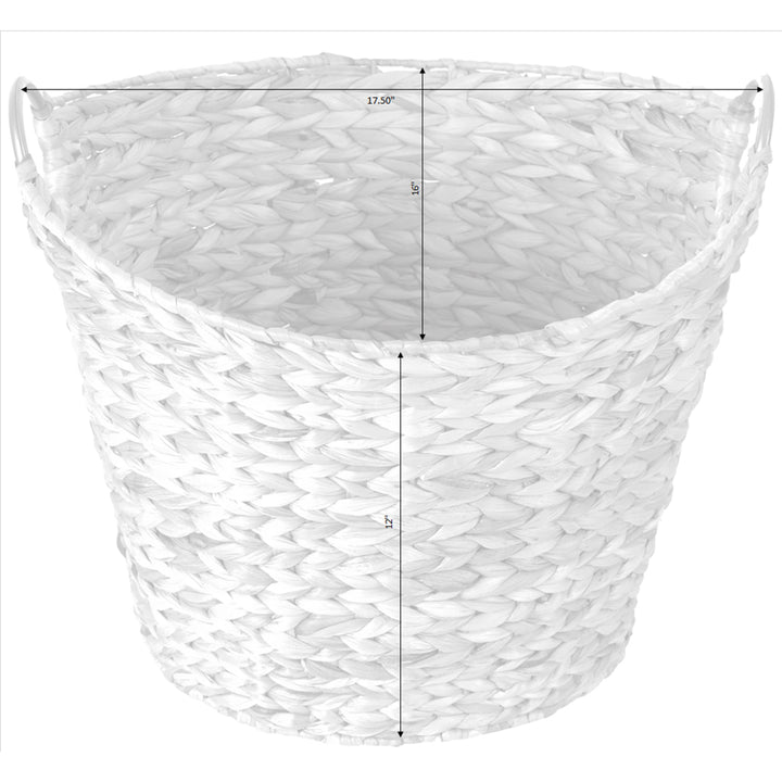 Large Round Water Hyacinth Wicker Laundry Basket 17x16 Natural Storage Solution Image 5