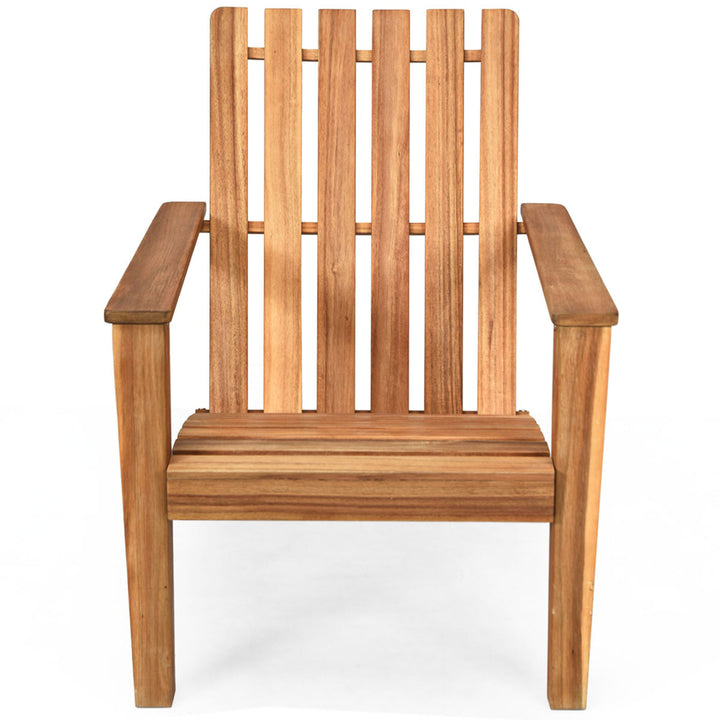 4PCS Outdoor Wooden Adirondack Chair Patio Lounge Chair w/ Armrest Natural Image 6