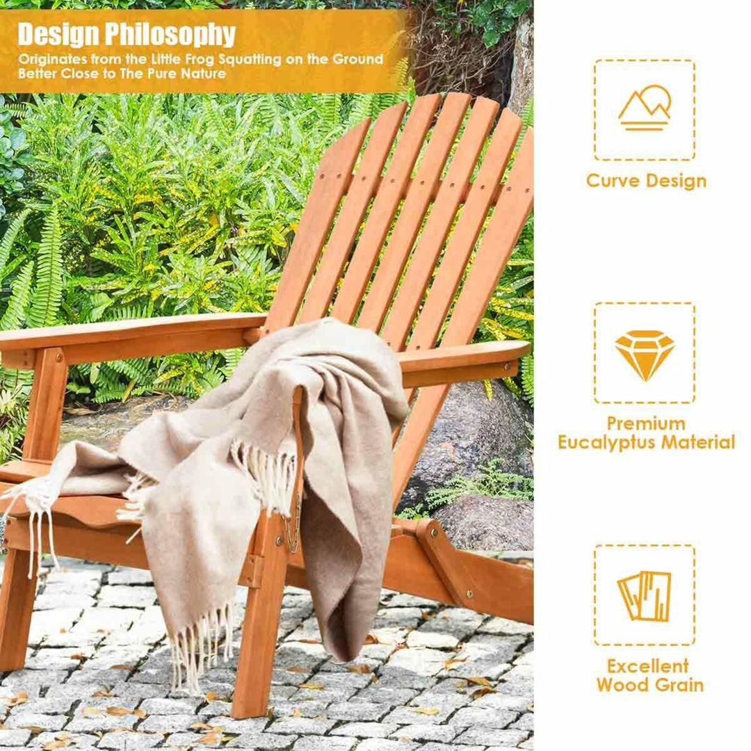 4 PCS Eucalyptus Adirondack Chair Foldable Outdoor Wood Lounger Chair Natural Image 5