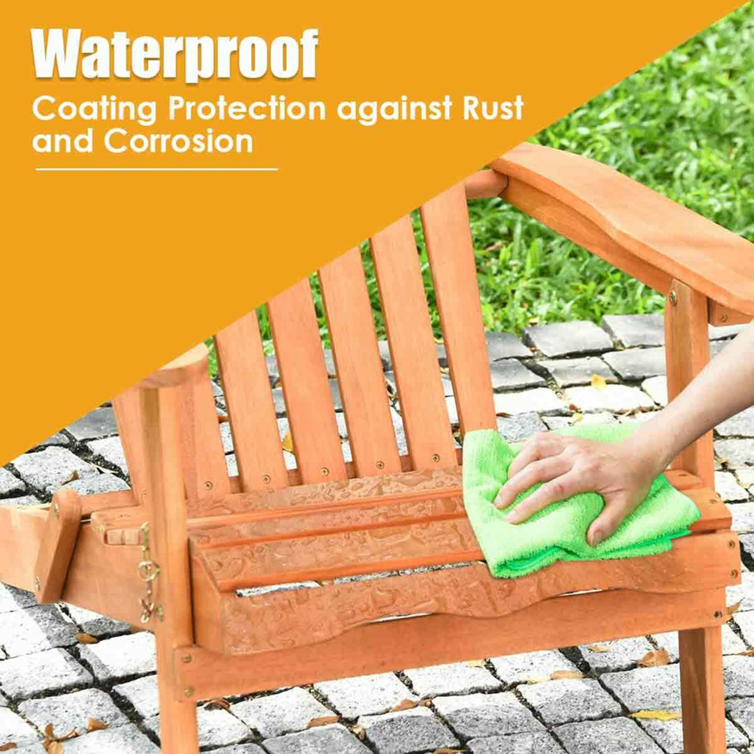 4 PCS Eucalyptus Adirondack Chair Foldable Outdoor Wood Lounger Chair Natural Image 7