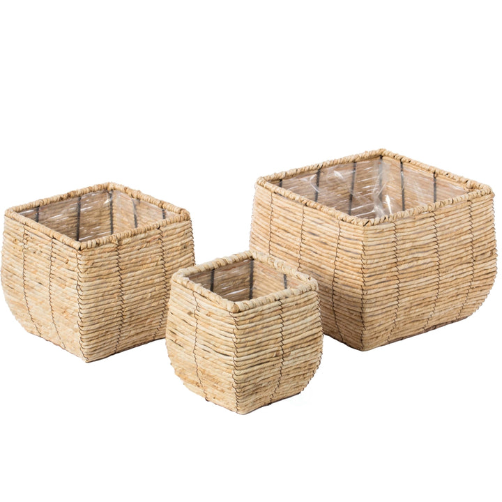 Woven Square Flower Pot Planter with Leak-Proof Plastic Lining Image 3