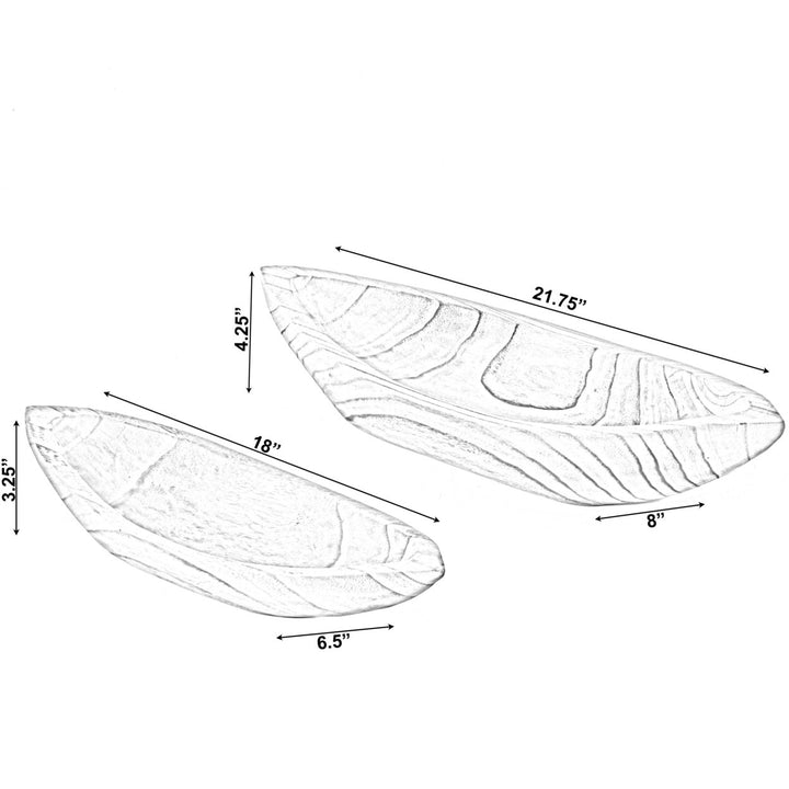 Wood Carved Boat Shaped Bowl Tray Rustic Paulownia Large Small Image 4