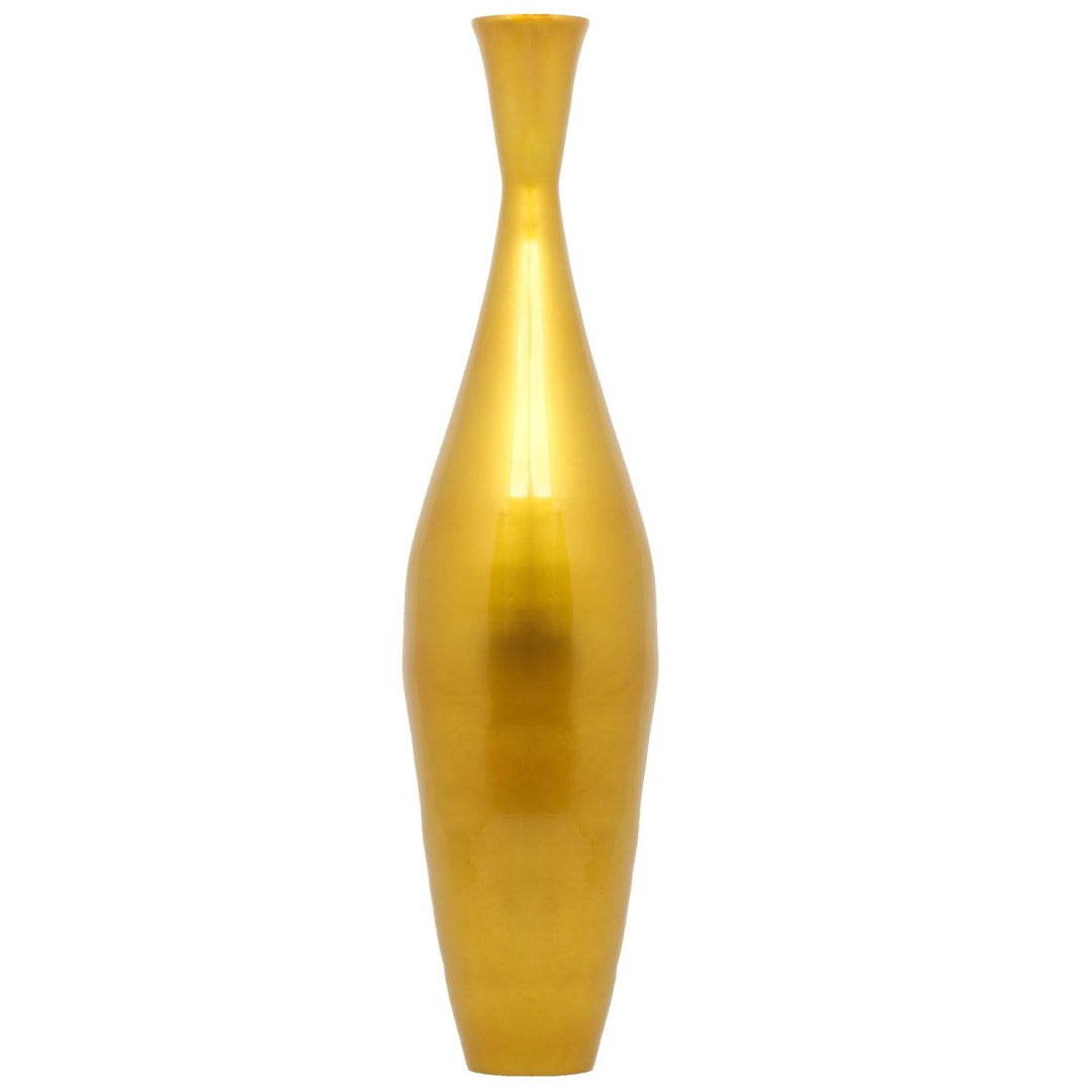 Tall 43 Inch Modern Bamboo Narrow Trumpet Floor Vase - Elegant Home Decoration, Modern Accent Piece, Living Room Decor, Image 1