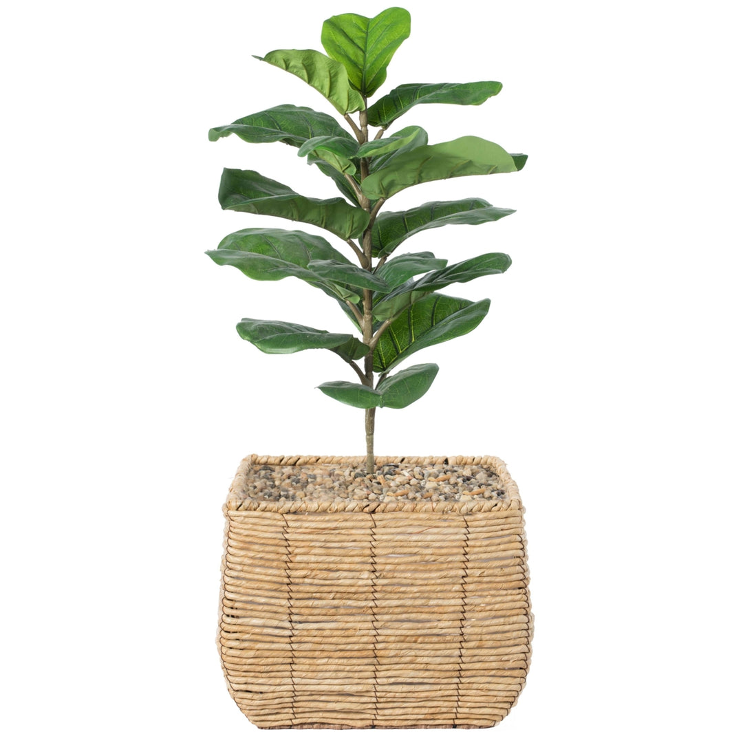 Woven Square Flower Pot Planter with Leak-Proof Plastic Lining Image 1