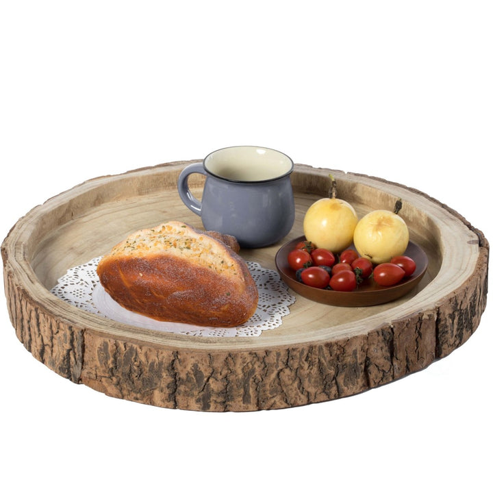 Wooden Tree Bark Tray 18in Rustic Serving Platter Charger Natural Paulownia Image 11