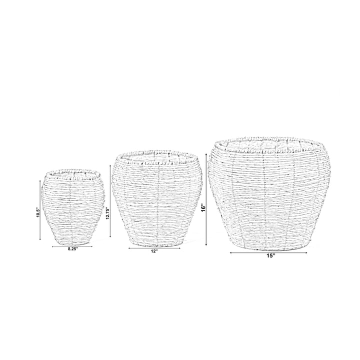 Woven Round Flower Pot Planter Basket with Leak-Proof Plastic Lining Image 4