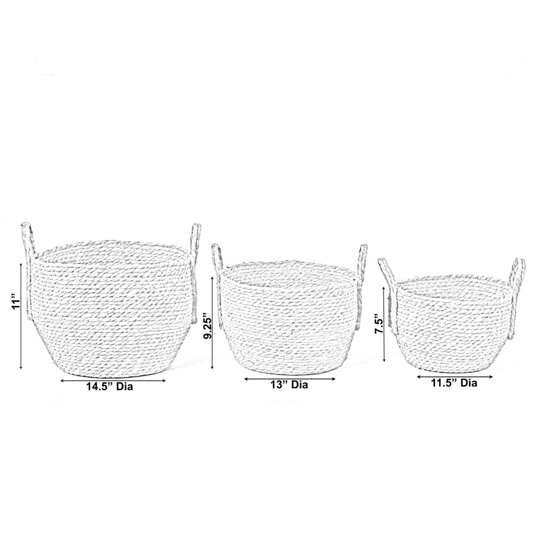 Wicker Storage Basket with Braided Handles Large Medium Small Blanket Organizer Image 4