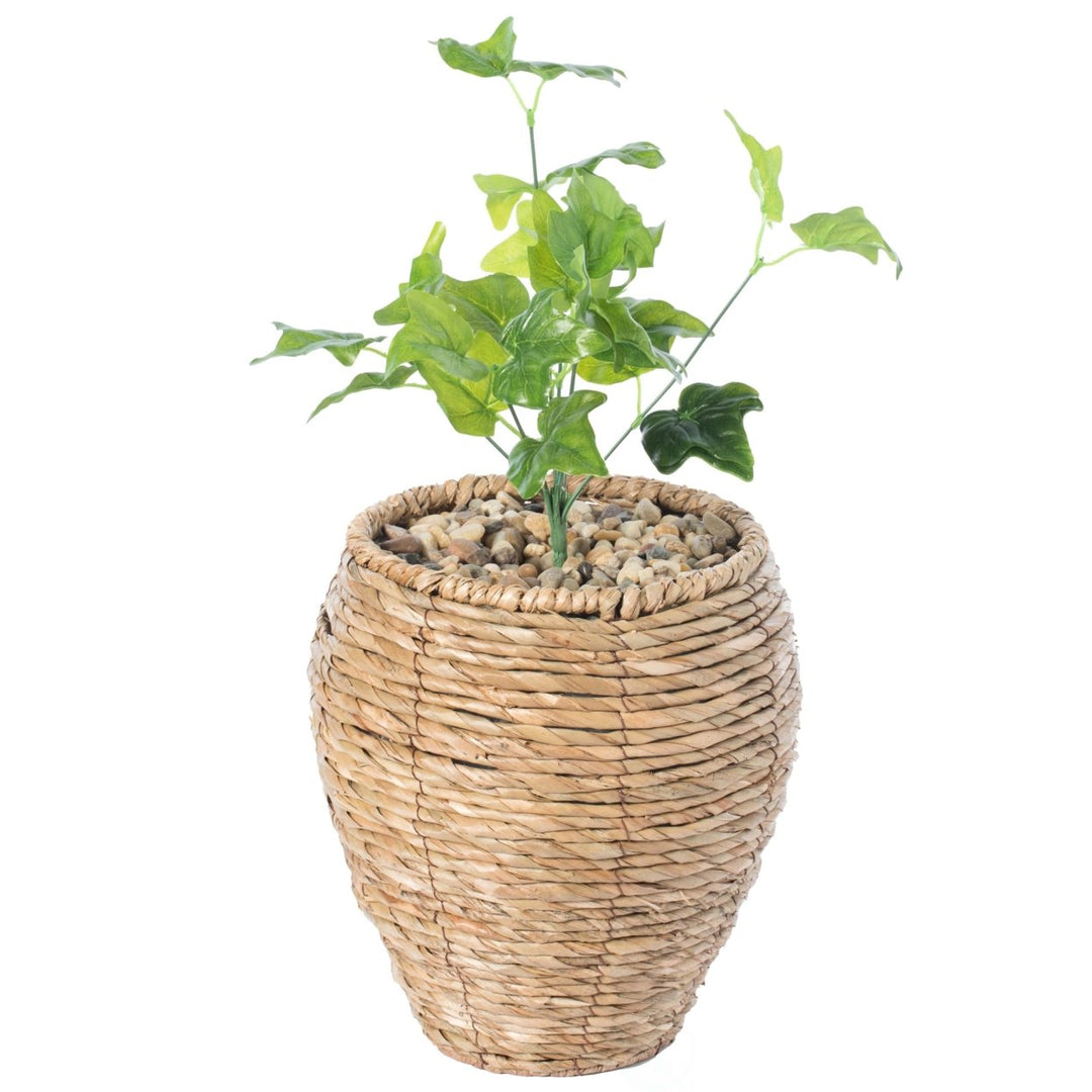 Woven Round Flower Pot Planter Basket with Leak-Proof Plastic Lining Image 10