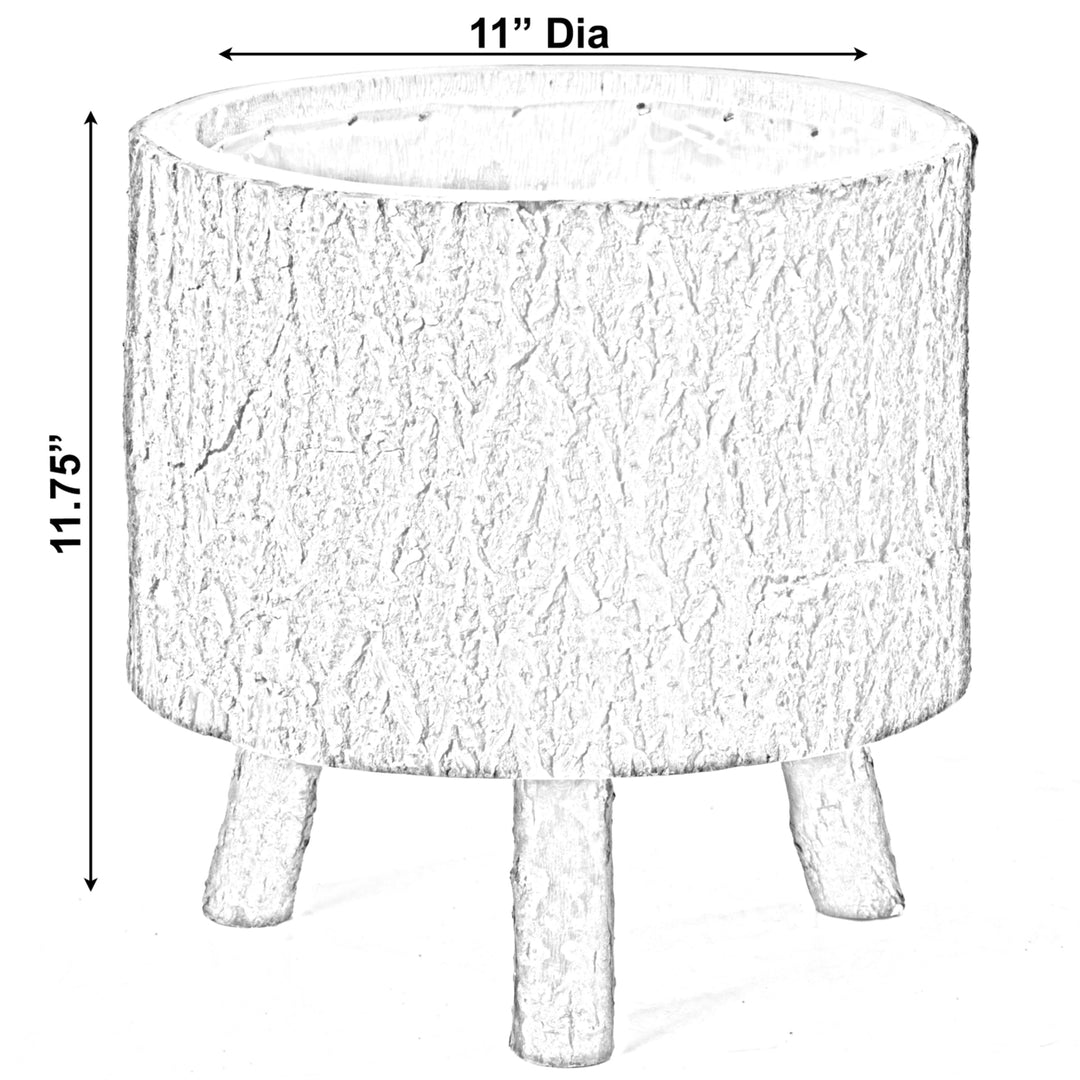 Wooden Stump Tree Log with Bark Planter Pot with Small Tree Branch Legs Image 4