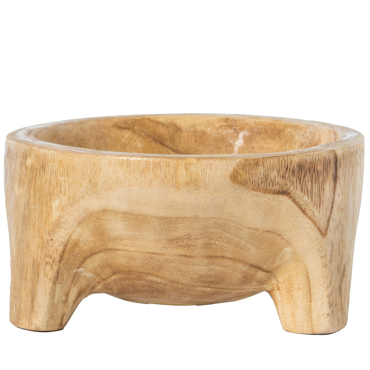 Natural Paulownia Wood Serving Bowl 10-inch Rustic Bread Fruit Basket Centerpiece Image 5