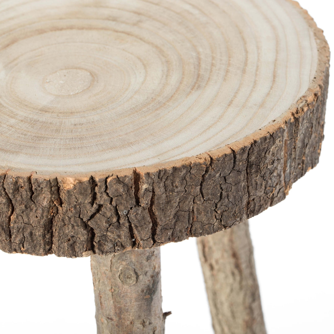 Decorative Antique Log Cabin Natural Wooden Accent Stool Side Table Image 5