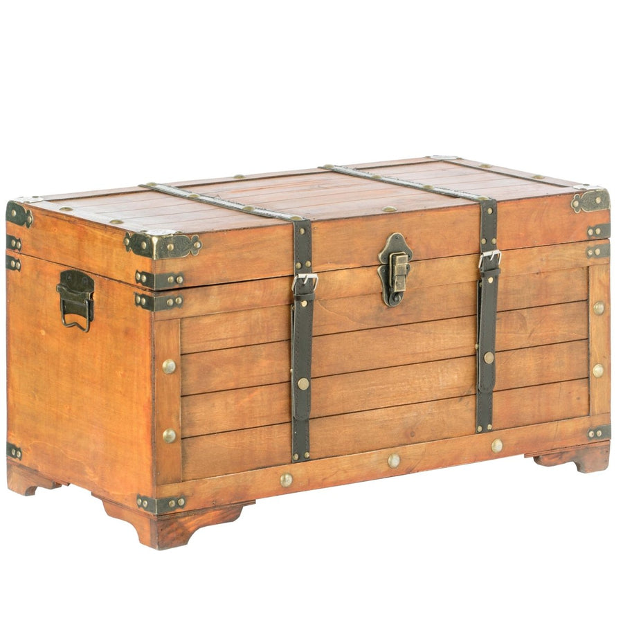 Rustic Large Wooden Storage Trunk with Lockable Latch Image 1