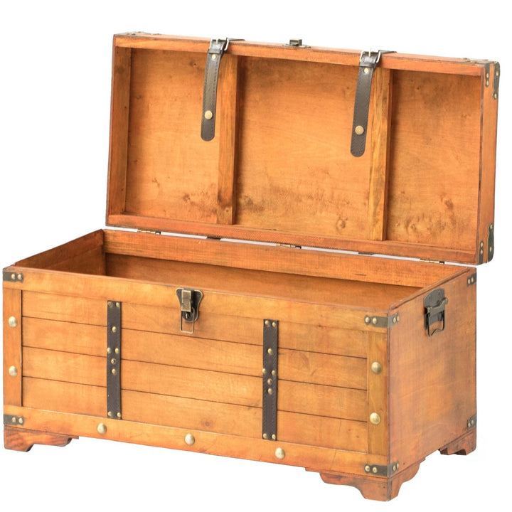 Rustic Large Wooden Storage Trunk with Lockable Latch Image 6