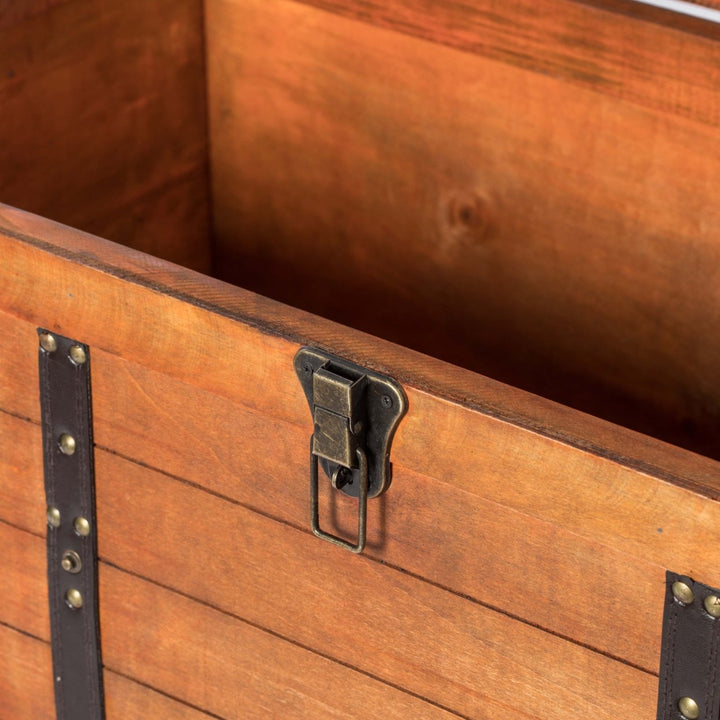 Rustic Large Wooden Storage Trunk with Lockable Latch Image 7