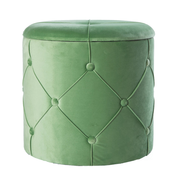 Round Tufted Velvet Storage Ottoman Stool with Lid for Living Room Decor Image 8