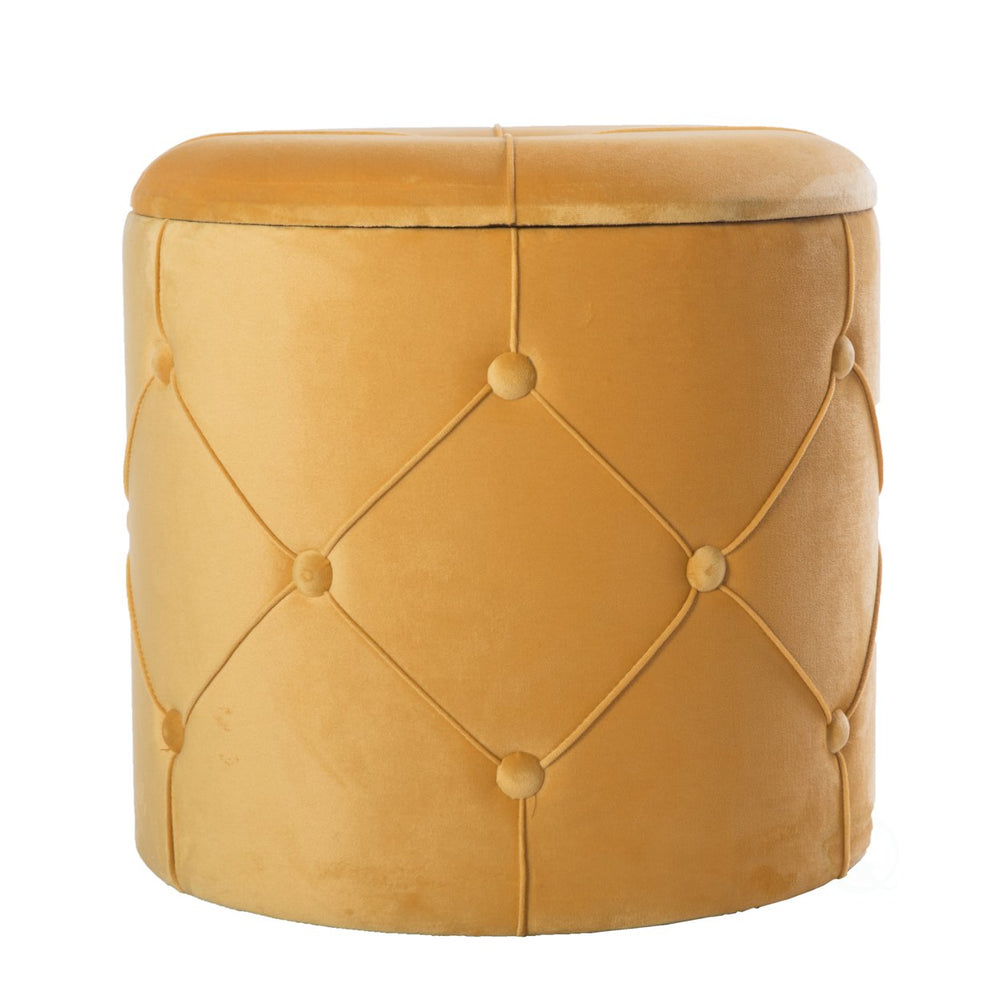 Round Tufted Velvet Storage Ottoman Stool with Lid for Living Room Decor Image 2