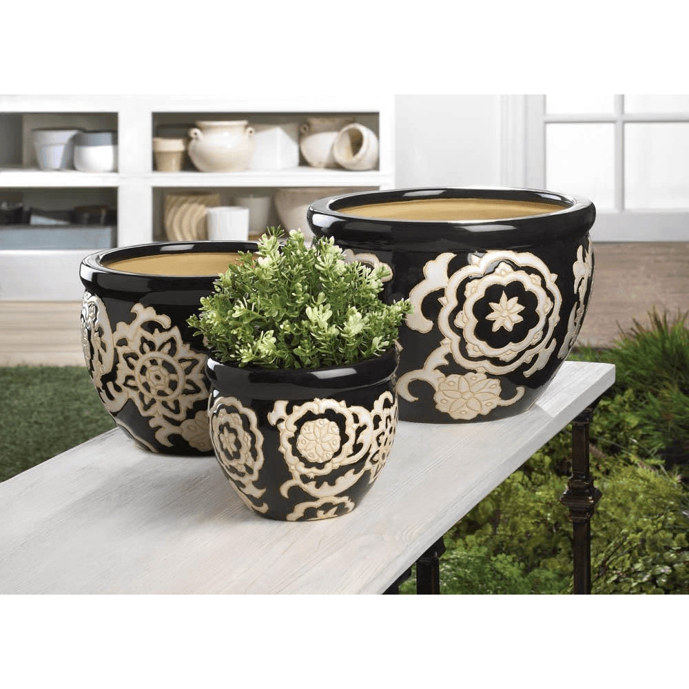 FLORAL NIGHTS CERAMIC PLANTER SET Image 1