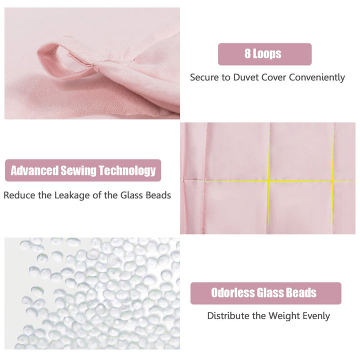 10lbs Heavy Weighted Blanket 3 Piece Set w/Hot and Cold Duvet Covers 41x60 Pink Image 9