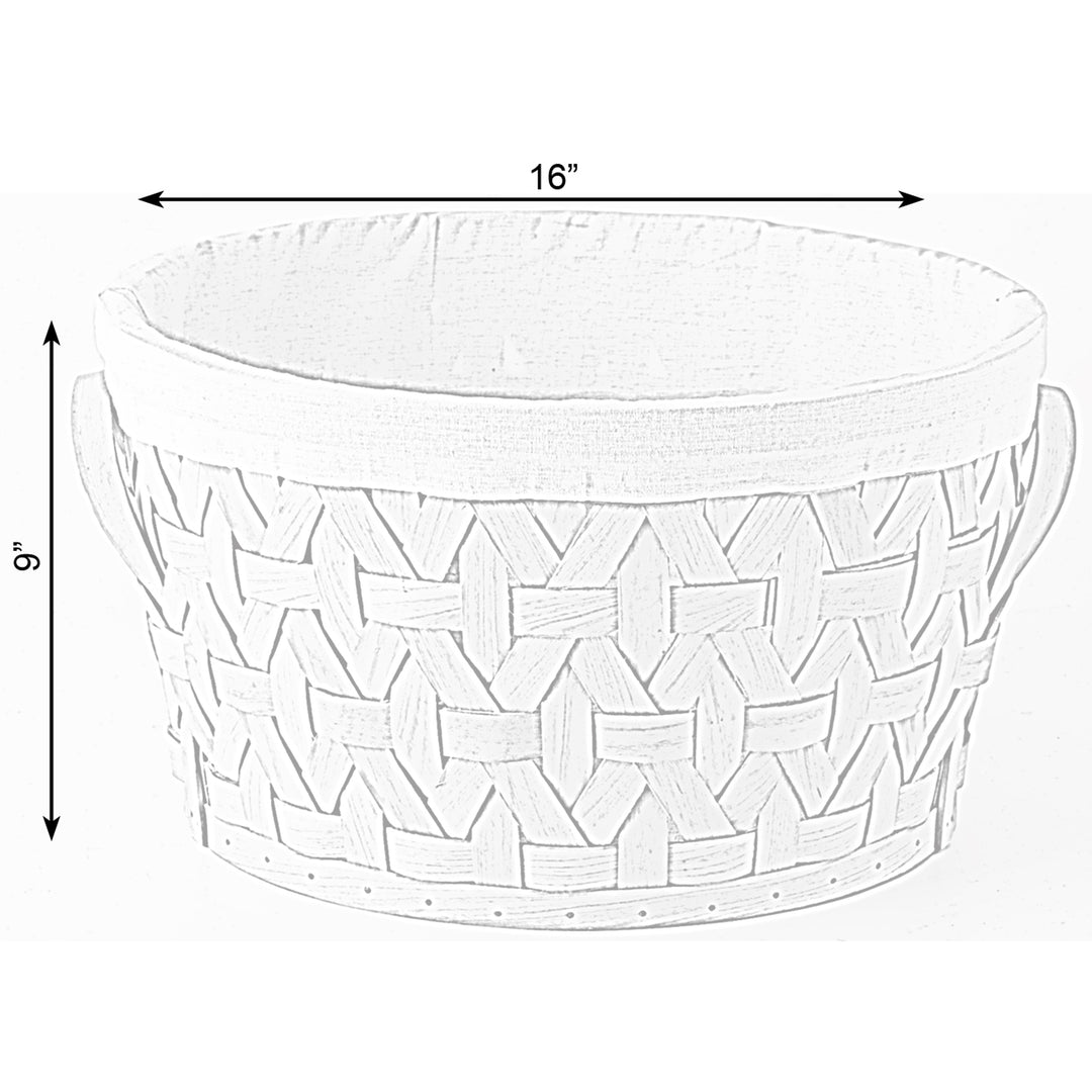 Wooden Round Display Basket Bins, Lined with White Fabric, Food Gift Basket Image 6