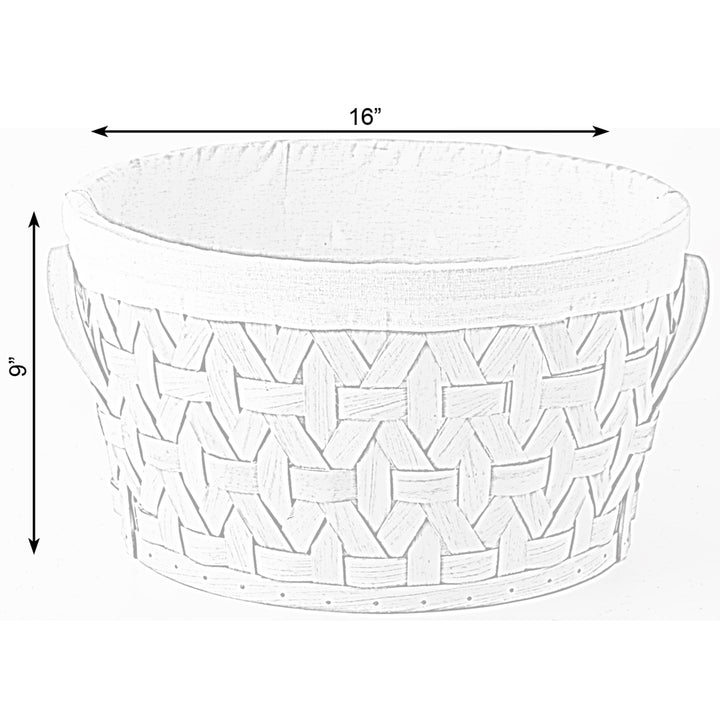 Wooden Round Display Basket Bins, Lined with White Fabric, Food Gift Basket Image 6