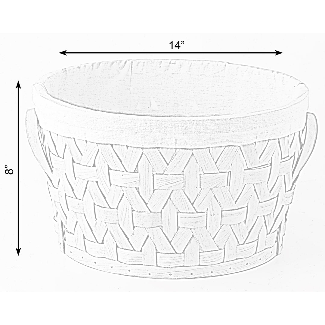 Wooden Round Display Basket Bins, Lined with White Fabric, Food Gift Basket Image 10