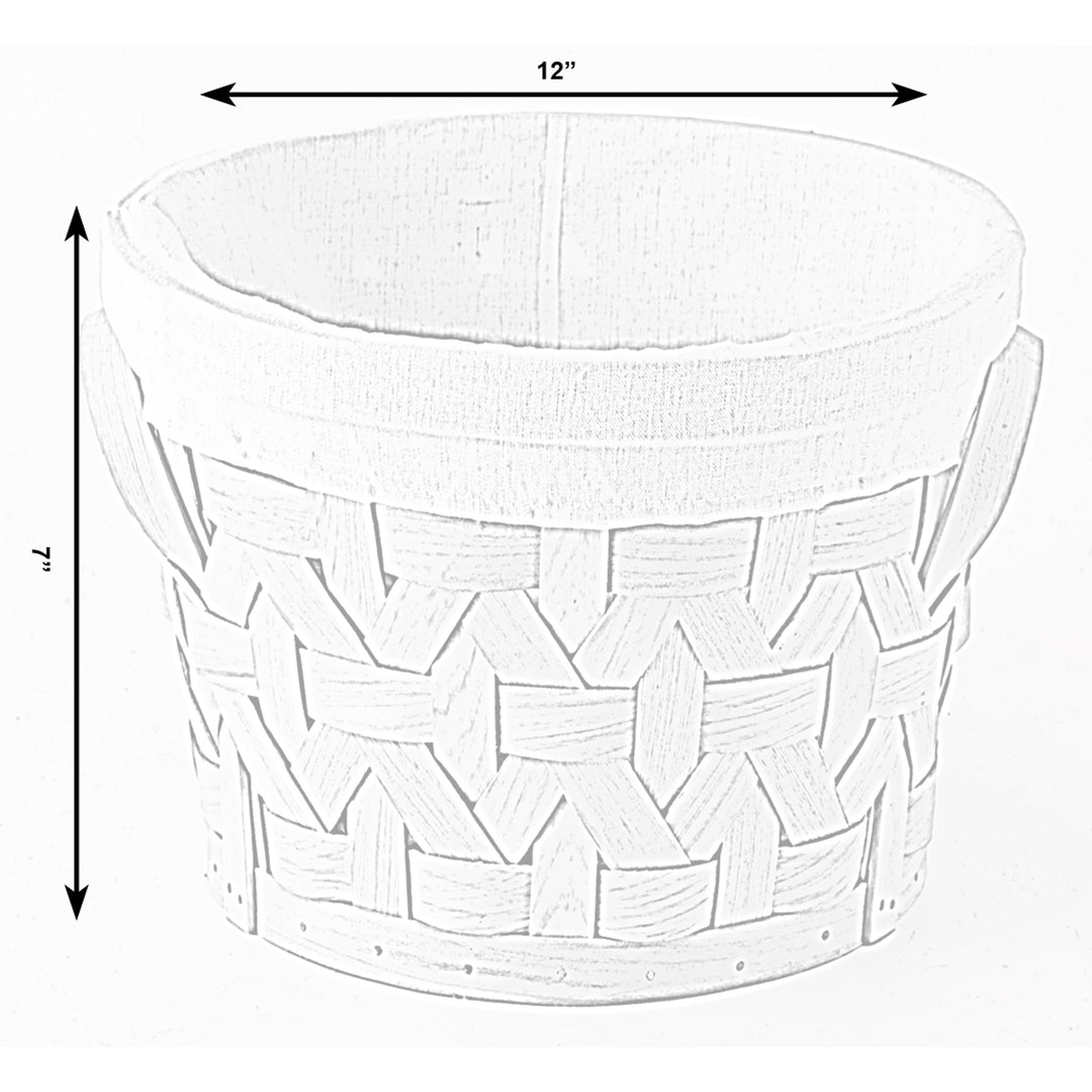 Wooden Round Display Basket Bins, Lined with White Fabric, Food Gift Basket Image 12