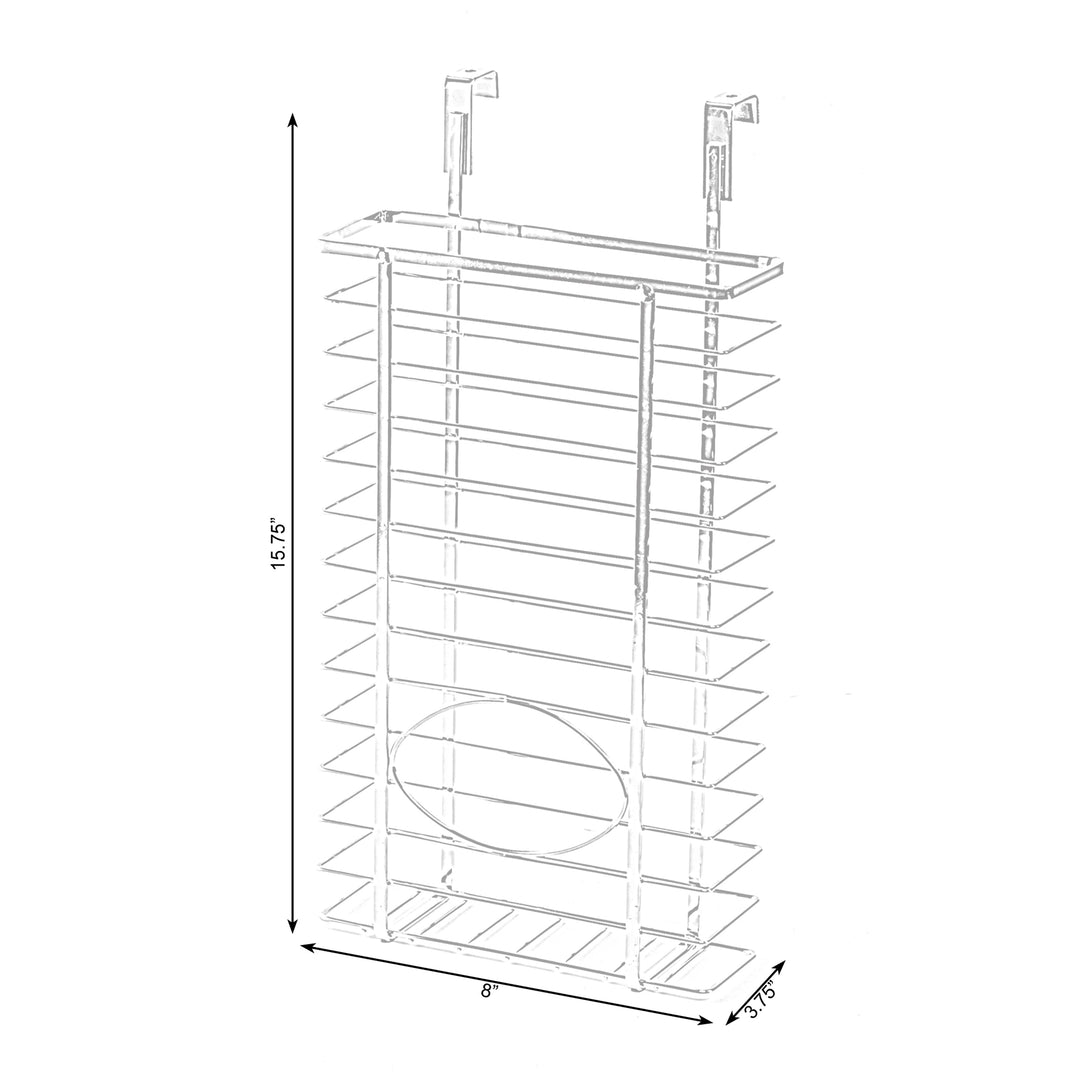 Chrome Metal Grocery Bag Holder Over Cabinet Organizer 8x4x16 Kitchen Storage Image 6