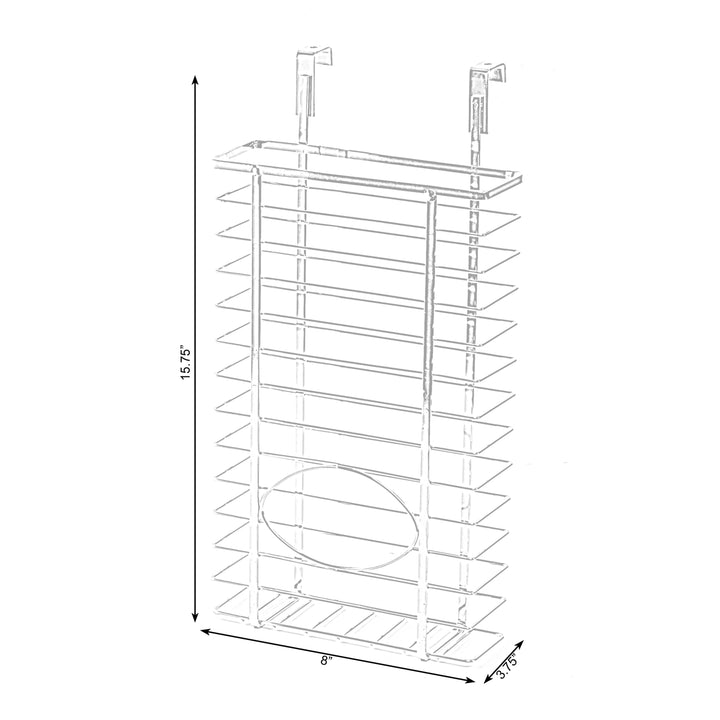 Chrome Metal Grocery Bag Holder Over Cabinet Organizer 8x4x16 Kitchen Storage Image 6