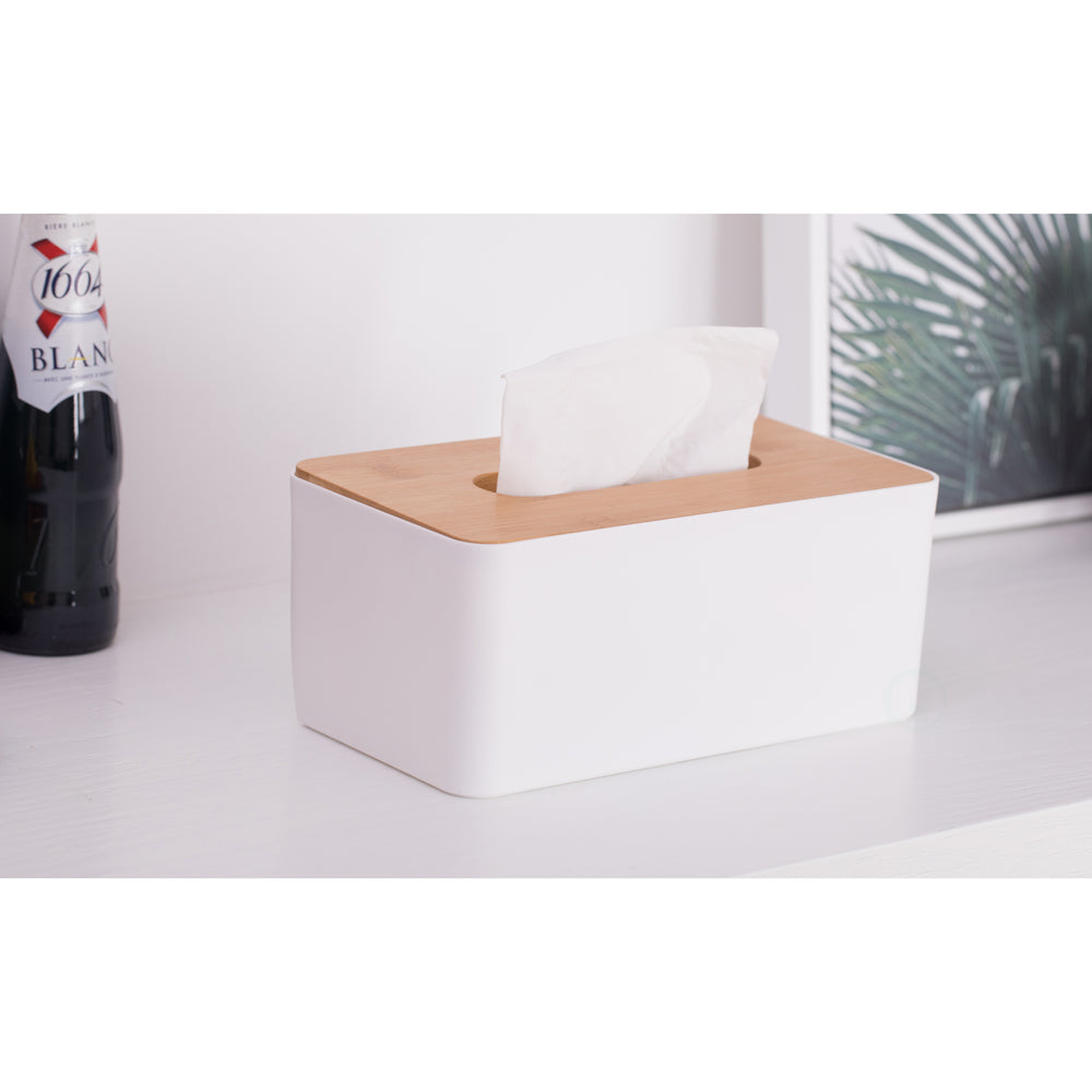 Bamboo Rectangular Tissue Box with Removable Top Lid for Easy Tissue Replacement Image 2