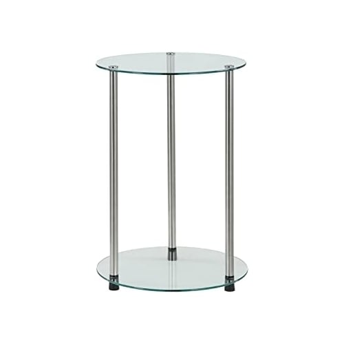 Classic Glass 2 Tier Round End Table Image 1