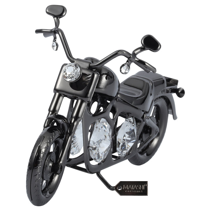 Matashi Gunmetal Grey Crystal Studded Motorcycle Tabletop Showpiece for Living Room Gift for Christmas Birthday Year Image 1