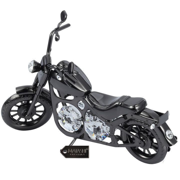 Matashi Gunmetal Grey Crystal Studded Motorcycle Tabletop Showpiece for Living Room Gift for Christmas Birthday Year Image 4