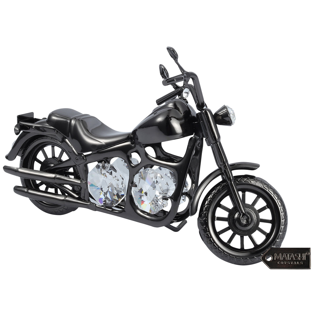 Matashi Gunmetal Grey Crystal Studded Motorcycle Tabletop Showpiece for Living Room Gift for Christmas Birthday Year Image 5