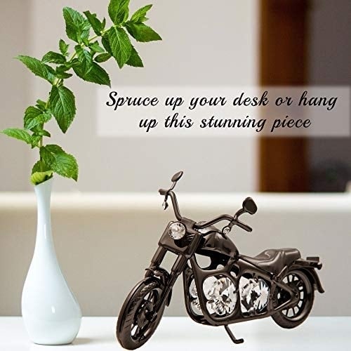 Matashi Gunmetal Grey Crystal Studded Motorcycle Tabletop Showpiece for Living Room Gift for Christmas Birthday Year Image 6