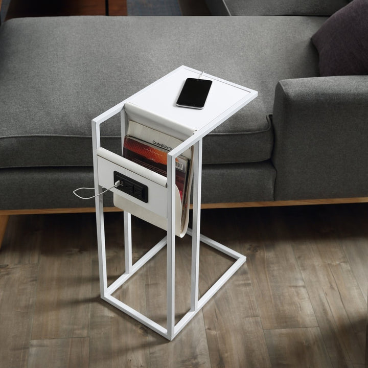 Loft Lyfe C-Table with Magazine Holder USB Ports Modern Space-Saving Design Image 2