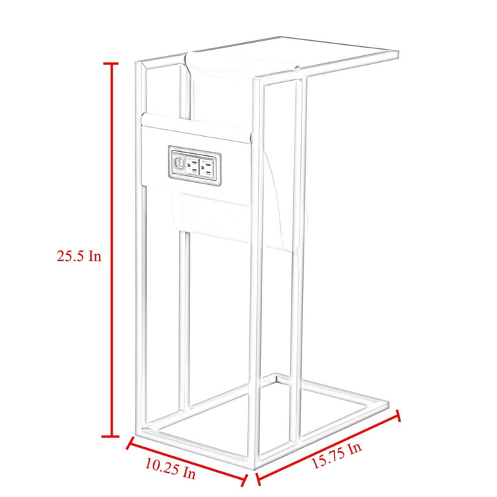 Loft Lyfe C-Table with Magazine Holder USB Ports Modern Space-Saving Design Image 5