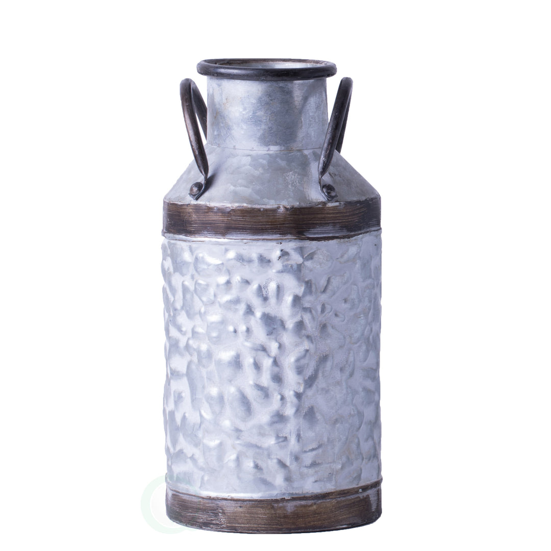 Rustic Galvanized Metal Milk Can Planter Vase 12 Inch Image 9