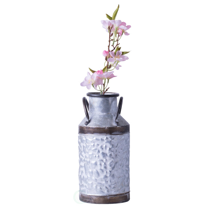 Rustic Galvanized Metal Milk Can Planter Vase 12 Inch Image 11