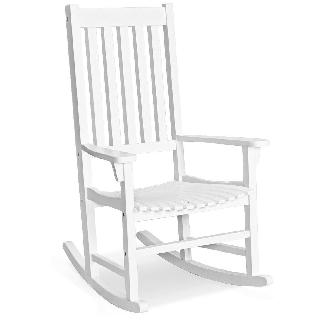 Wooden Rocking Chair Porch Rocker High Back Garden Seat For Indoor Outdoor Image 4