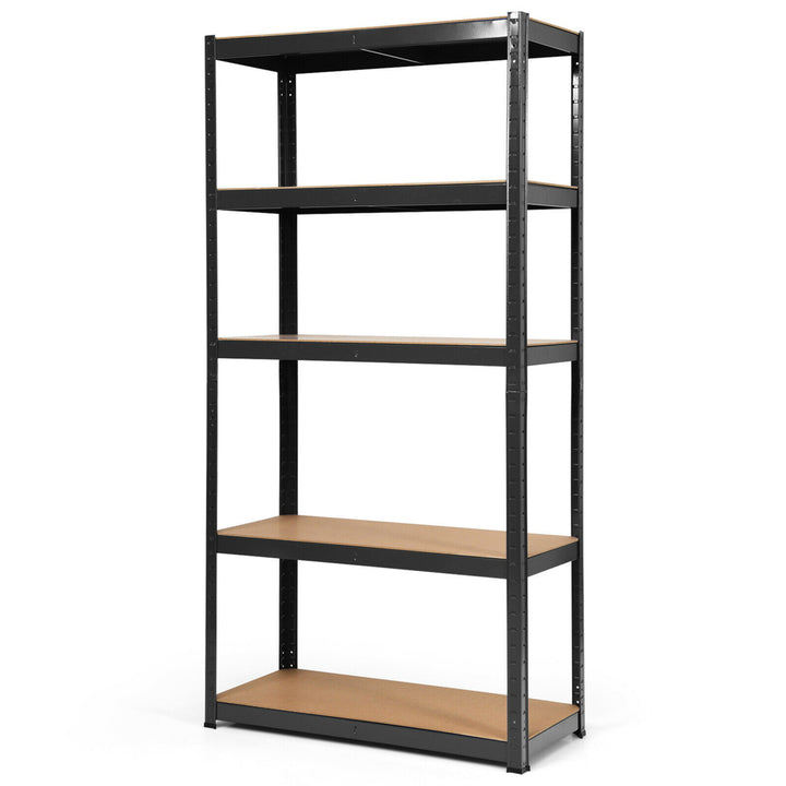 1/2/3/4PCS 72 Metal 5-Tier Garage Storage Rack Shelf Adjustable Freestanding Black Image 1