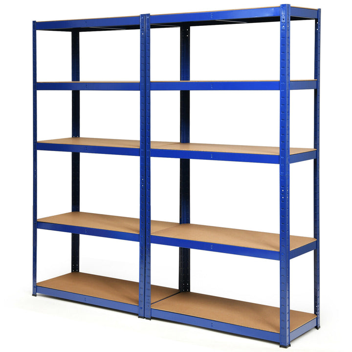 1/2/3/4PCS 72 Metal 5-Tier Garage Storage Rack Shelf Adjustable Freestanding Blue Image 2