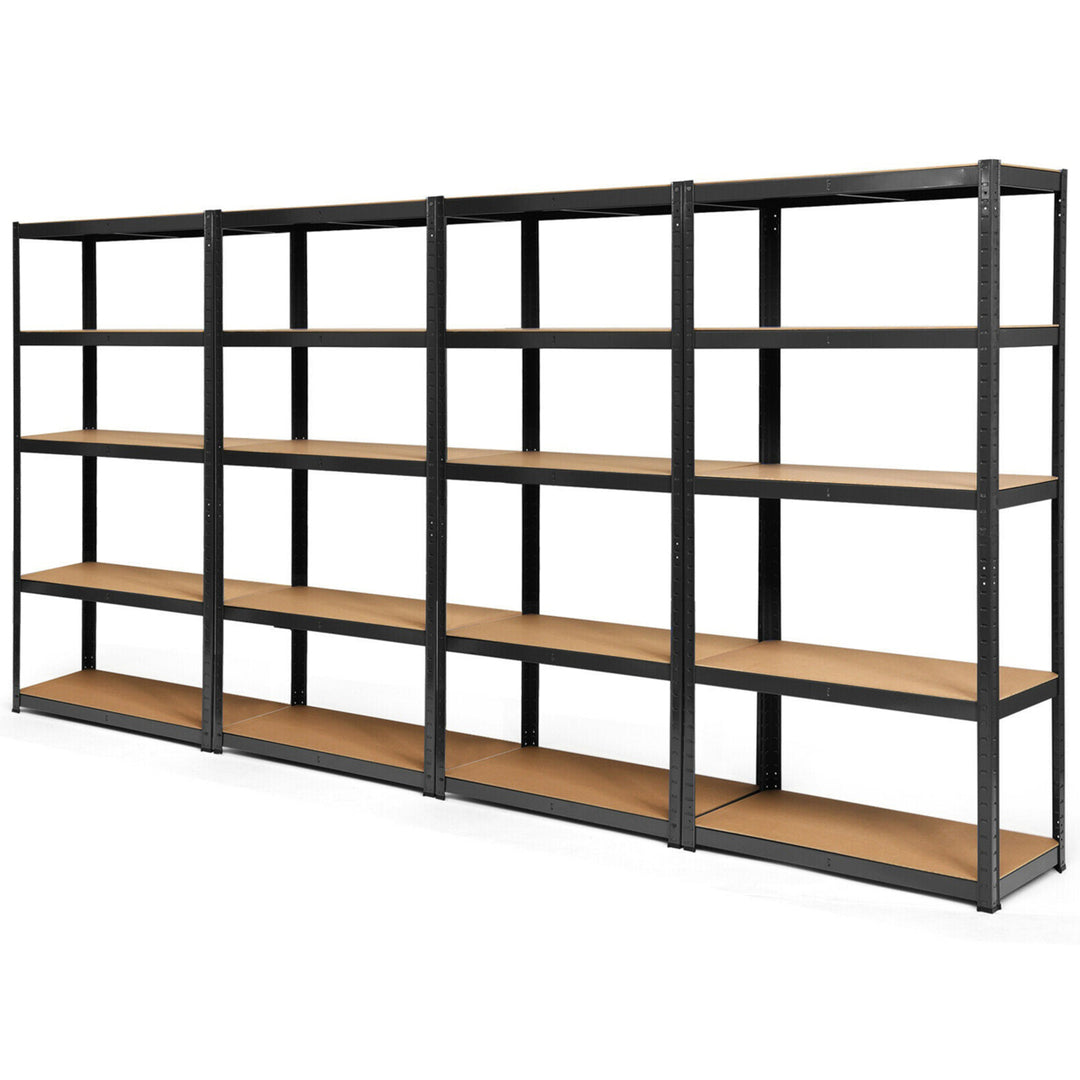 1/2/3/4PCS 72 Metal 5-Tier Garage Storage Rack Shelf Adjustable Freestanding Black Image 3