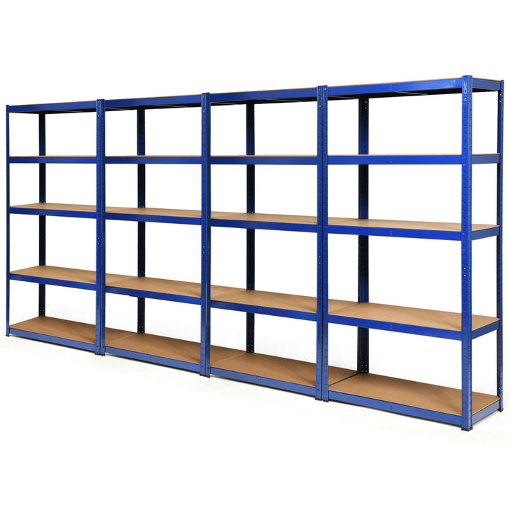 1/2/3/4PCS 72 Metal 5-Tier Garage Storage Rack Shelf Adjustable Freestanding Blue Image 3