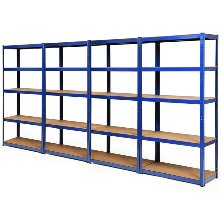 1/2/3/4PCS 72 Metal 5-Tier Garage Storage Rack Shelf Adjustable Freestanding Blue Image 1